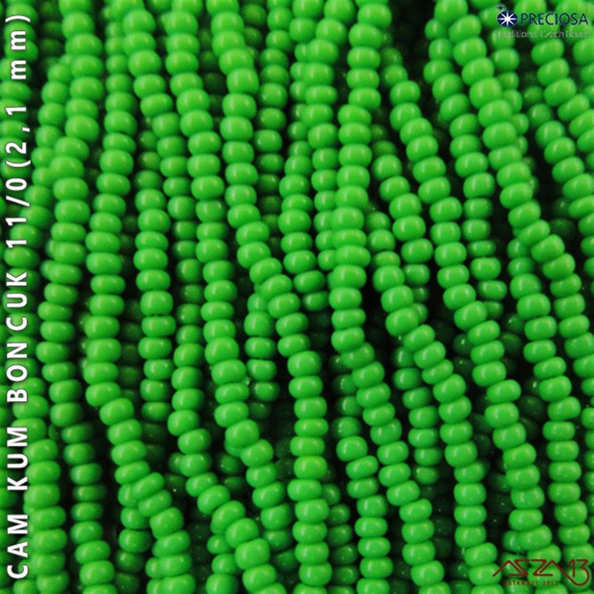 Cam Kum BoncukBONCUK ve TAŞPreciosaYeşil Cam Kum Boncuk 11/0 (2,1 mm) 40 gr