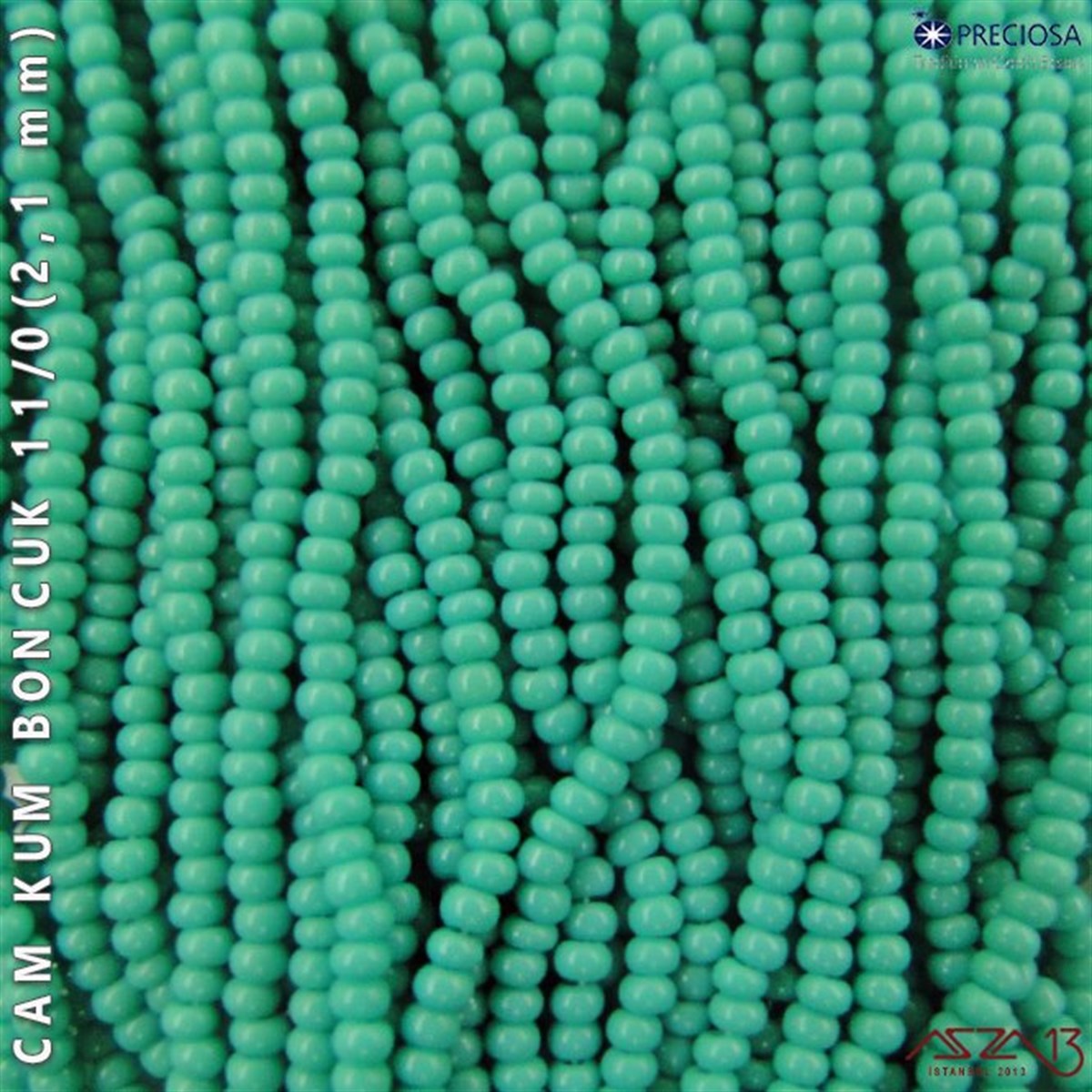 Cam Kum BoncukBONCUK ve TAŞPreciosaYeşil Turkuaz Cam Kum Boncuk 11/0 (2,1 mm) 40 gr