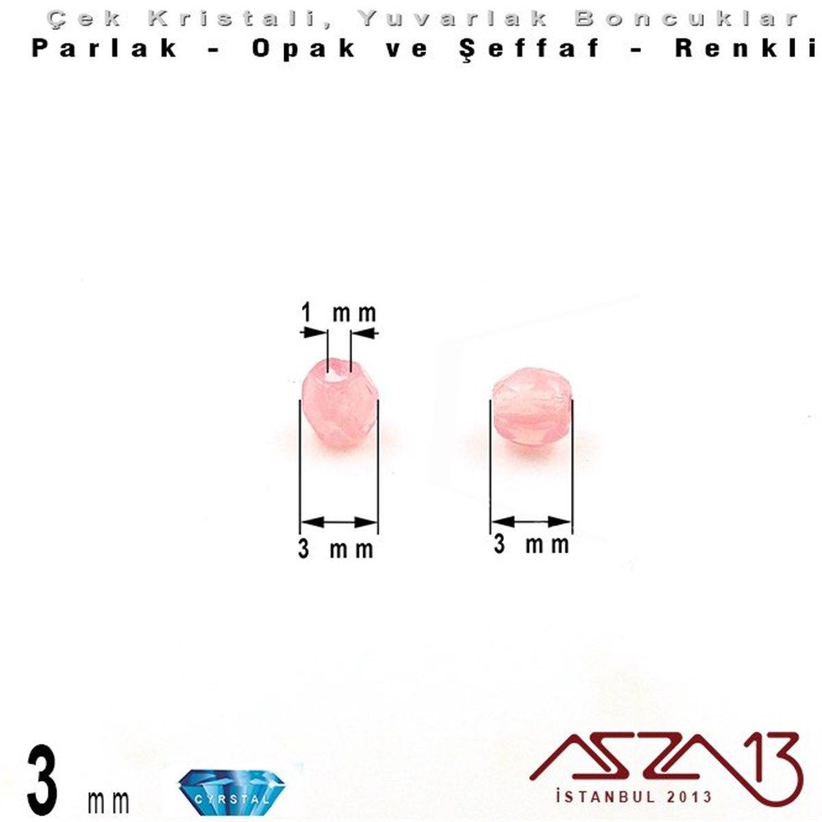 Çek Kristal BoncukBONCUK ve TAŞMarkasızÇek Kristal Boncuk - Fire Polish - Yuvarlak - 3 mm - Light Pink - 48 Adet