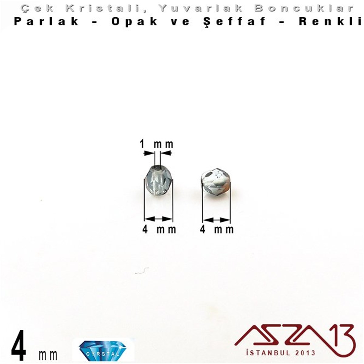 Çek Kristal BoncukBONCUK ve TAŞMarkasızÇek Kristal Boncuk - Fire Polish - Yuvarlak - 4 mm - Indian Sapphire AB- 48 Adet