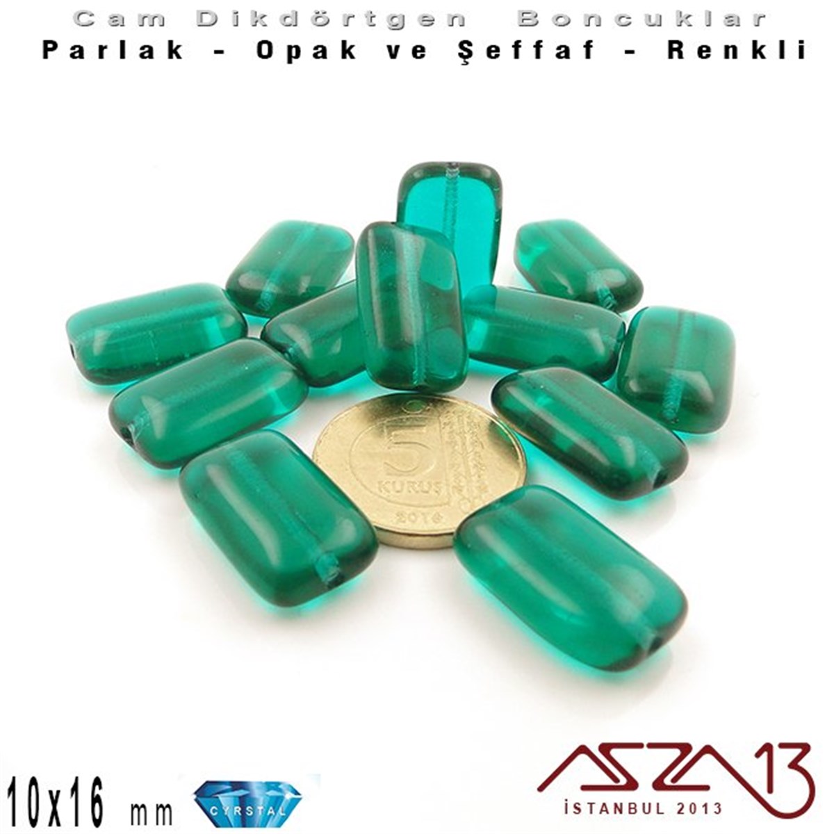 Çek Kristal BoncukBONCUK ve TAŞMarkasızÇek Kristal Dikdörtgen Boncuk - 16x10 mm - Emerald - 12 Adet