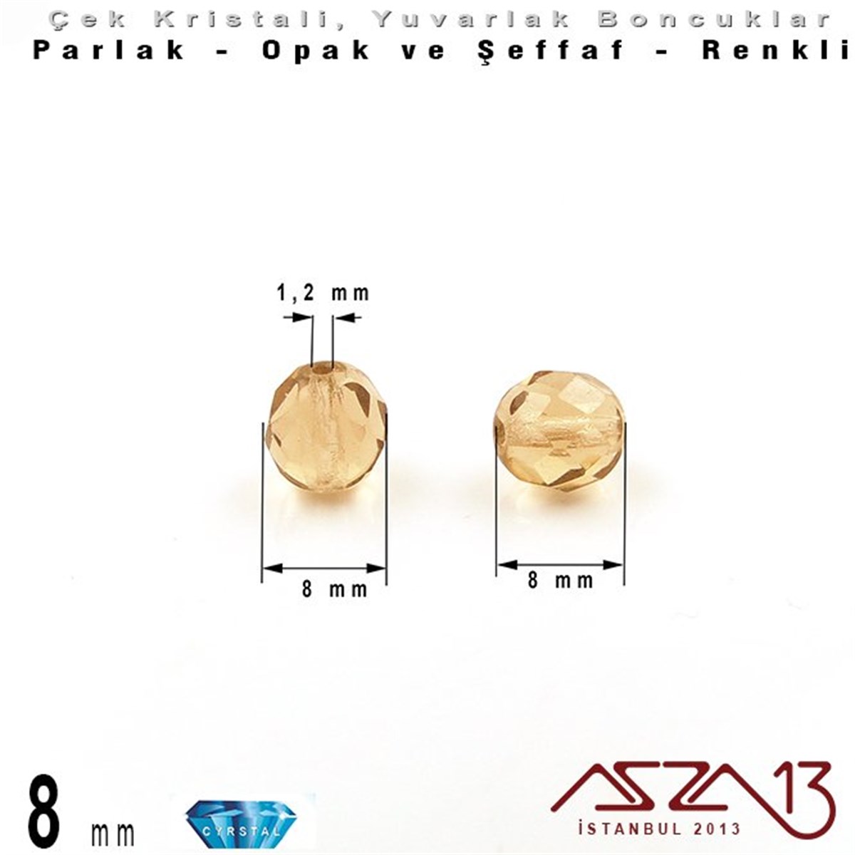 Çek Kristal BoncukBONCUK ve TAŞMarkasızÇek Kristal Boncuk - Fire Polish - Yuvarlak - 8 mm - Topaz - 24 Adet