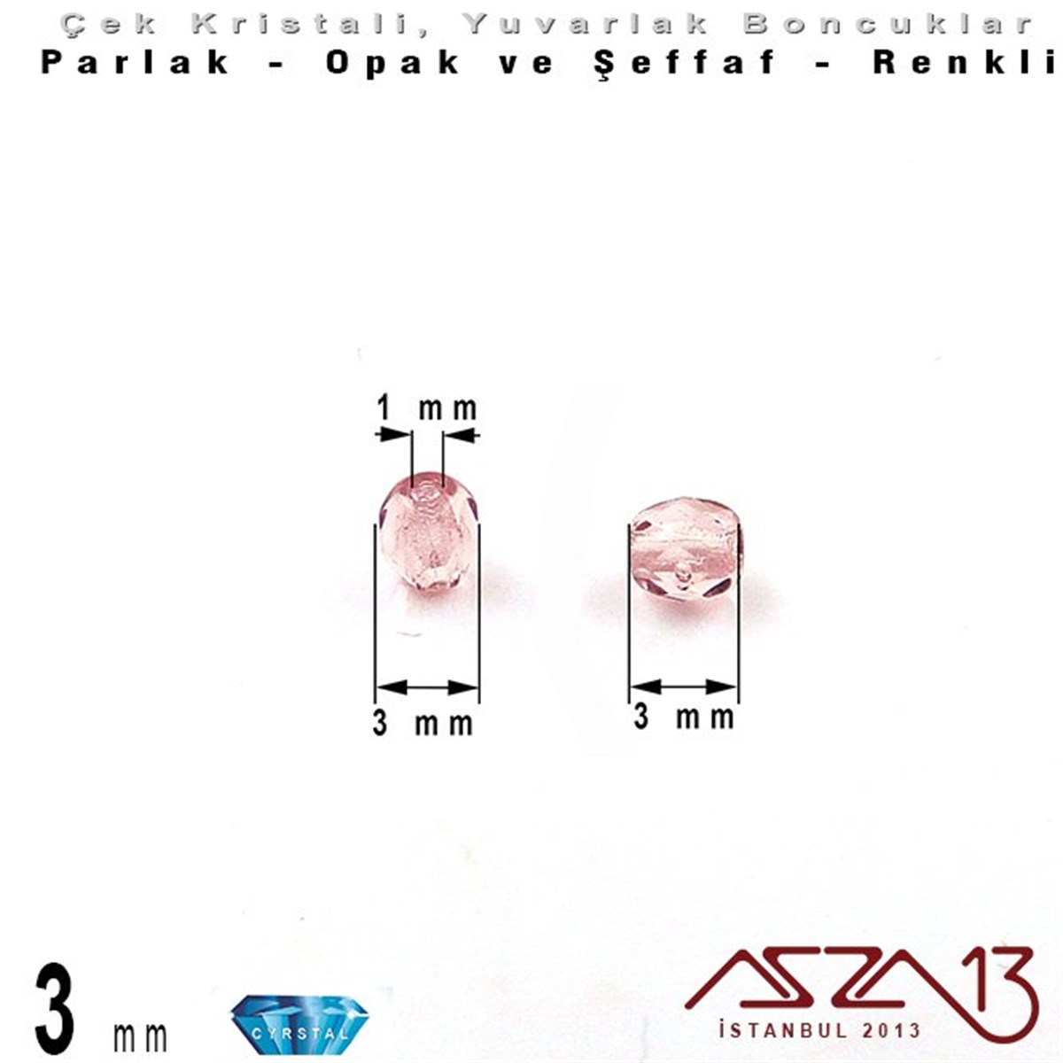 Çek Kristal BoncukBONCUK ve TAŞMarkasızÇek Kristal Boncuk - Fire Polish - Yuvarlak - 3 mm - Light Violet - 48 Adet
