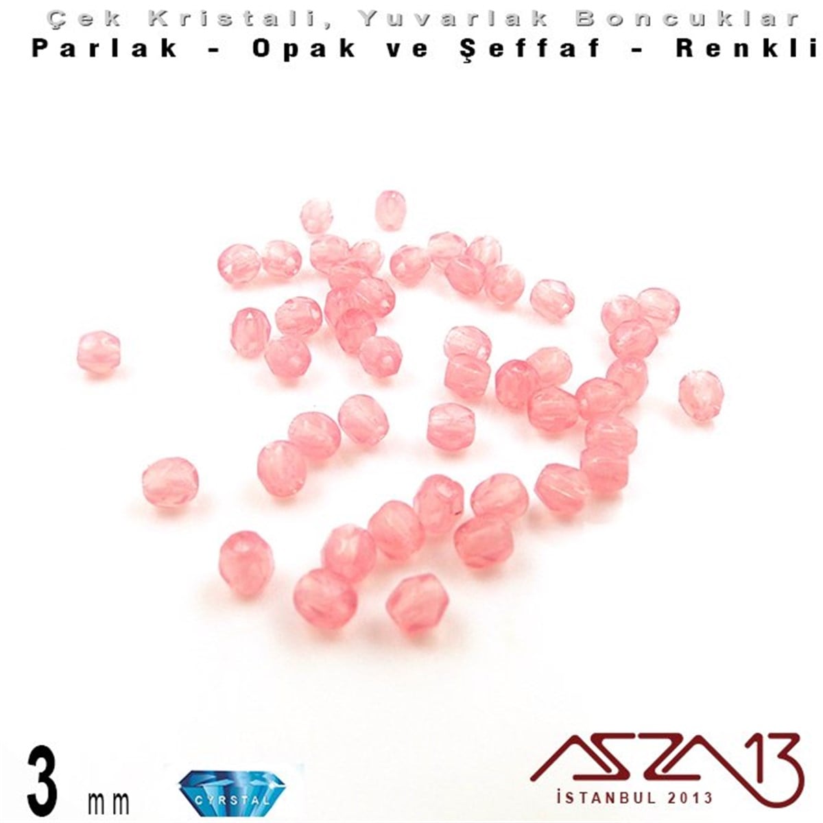 Çek Kristal BoncukBONCUK ve TAŞMarkasızÇek Kristal Boncuk - Fire Polish - Yuvarlak - 3 mm - Light Pink - 48 Adet