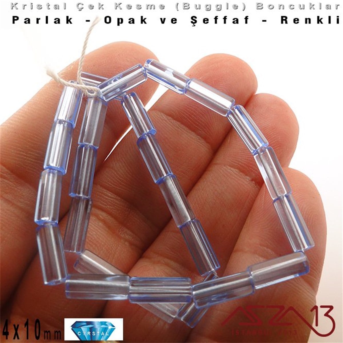Çek Kristal BoncuklarBONCUK ve TAŞPreciosaÇek Kristal, Beşgen Çubuk Boncuk - 4x10 mm - Karışık Renk (Light Sapphire) - 25 Adet