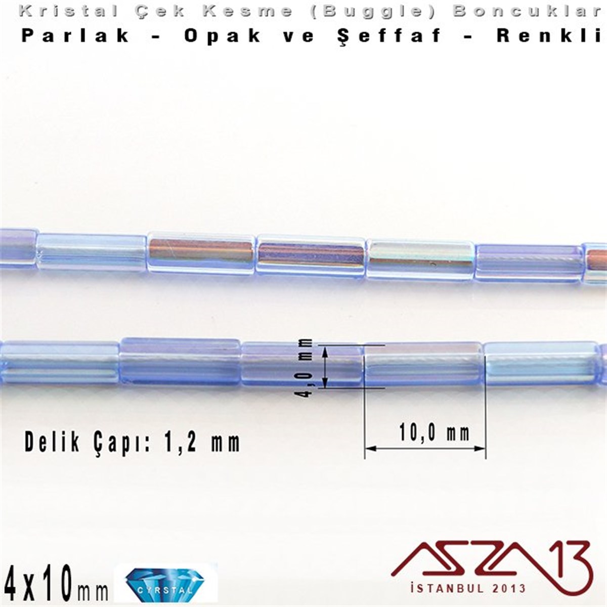 Çek Kristal BoncuklarBONCUK ve TAŞPreciosaÇek Kristal, Beşgen Çubuk Boncuk - 4x10 mm - Karışık Renk (Light Sapphire AB) - 25 Adet