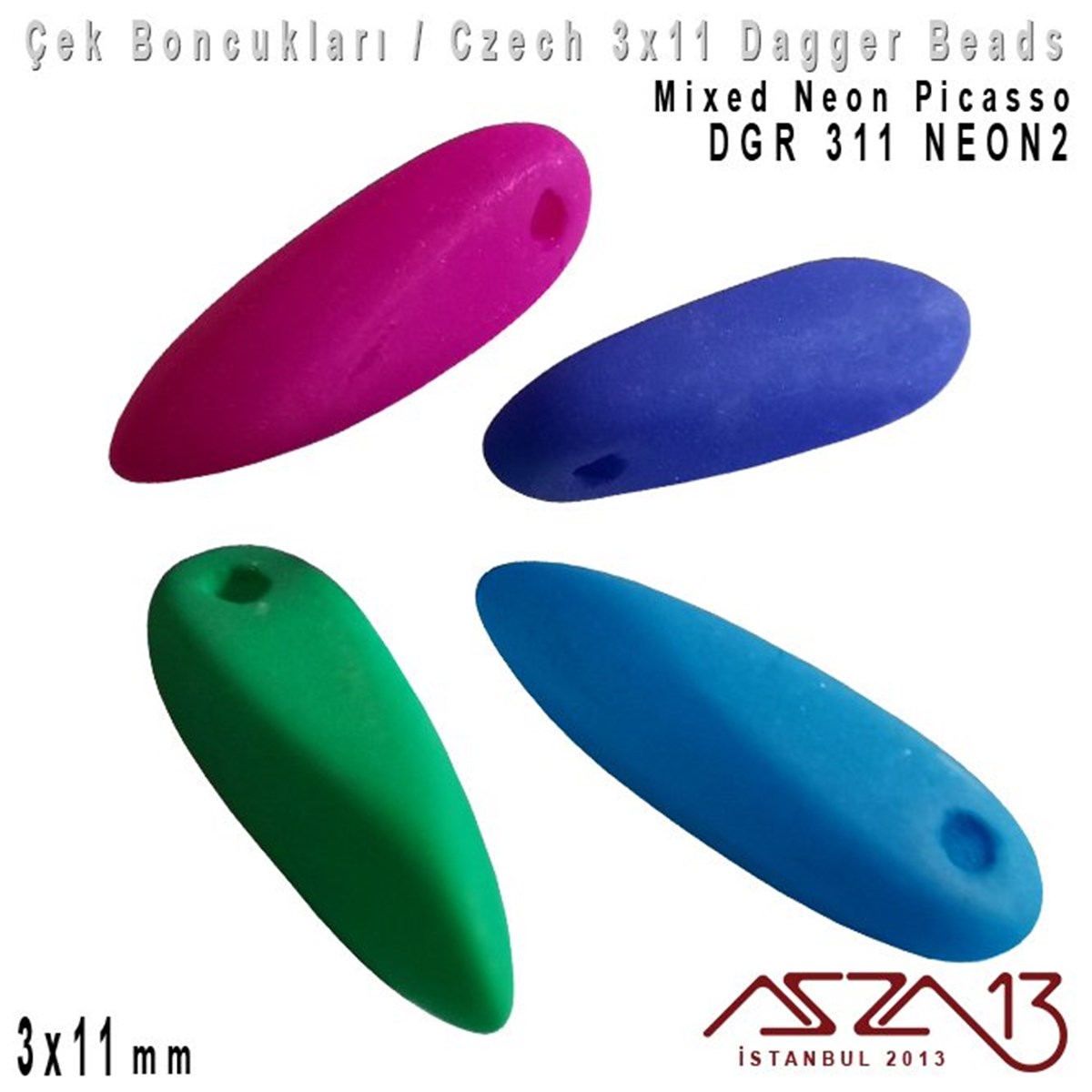 Dagger BoncukÇek BoncuklarıMarkasızDagger Boncuk - 3x11 mm - DGR*311NEON2 / 24 Adet