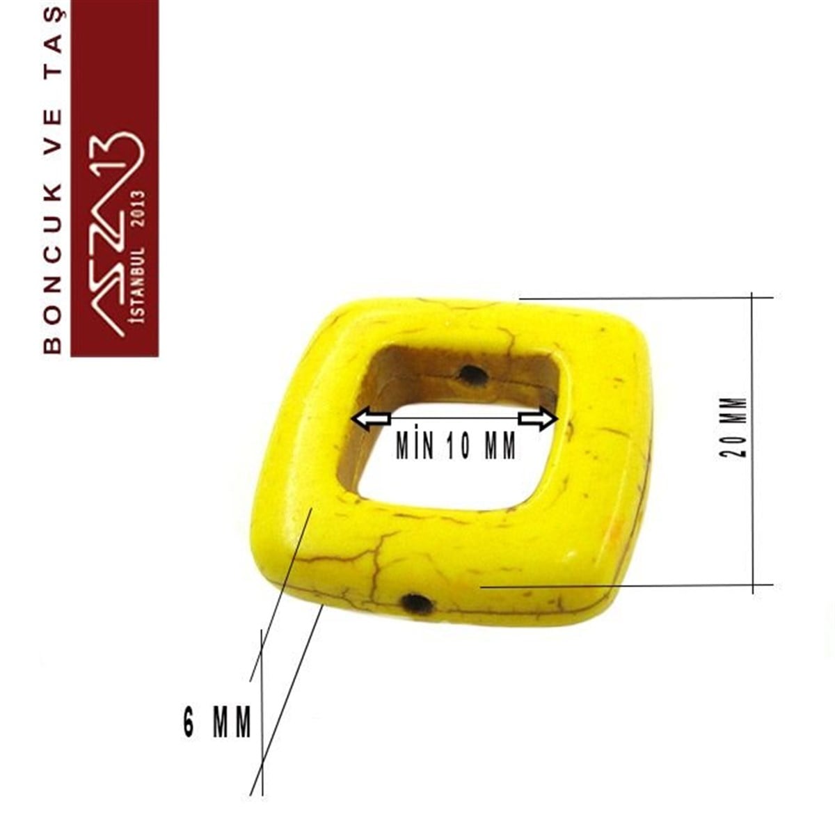Dekoratif BoncukBONCUK ve TAŞMarkasızHavlit Taşı 20 mm Kare Çerçeve Boncuk / Paket İçeriği 1 Adet