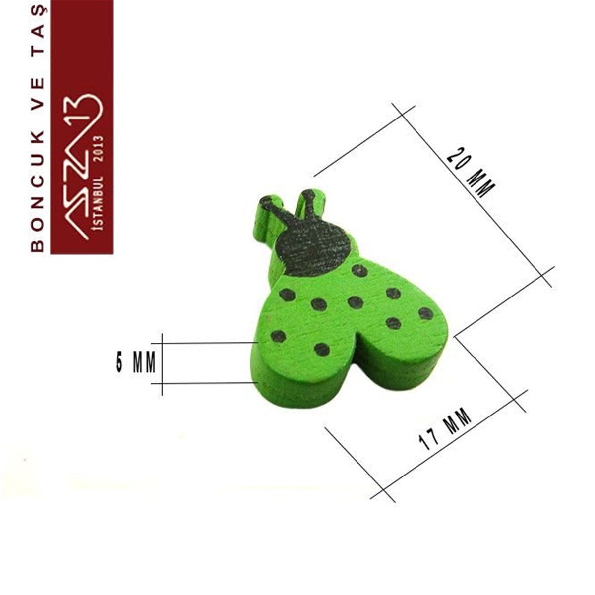 Dekoratif BoncukBONCUK ve TAŞMarkasızUğur Böceği 17x20 mm, Ahşap Boncuk (3,0 Gr) / Paket İçeriği 6 Adet
