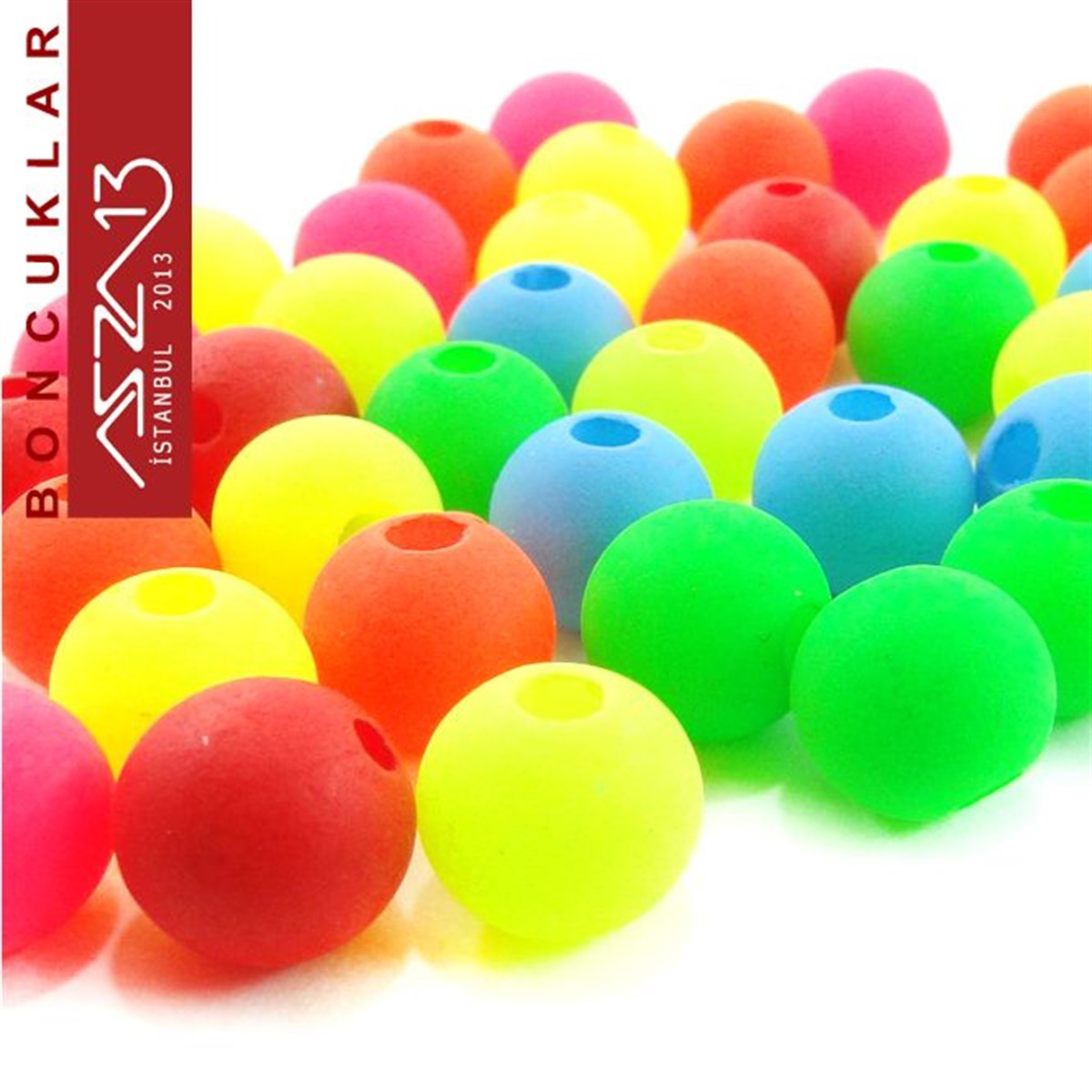 Dekoratif BoncukBONCUK ve TAŞMarkasızYuvarlak 8 mm, Neon Karışık Renkli Boncuk (20,0 Gr) / Paket İçeriği 85 Adet