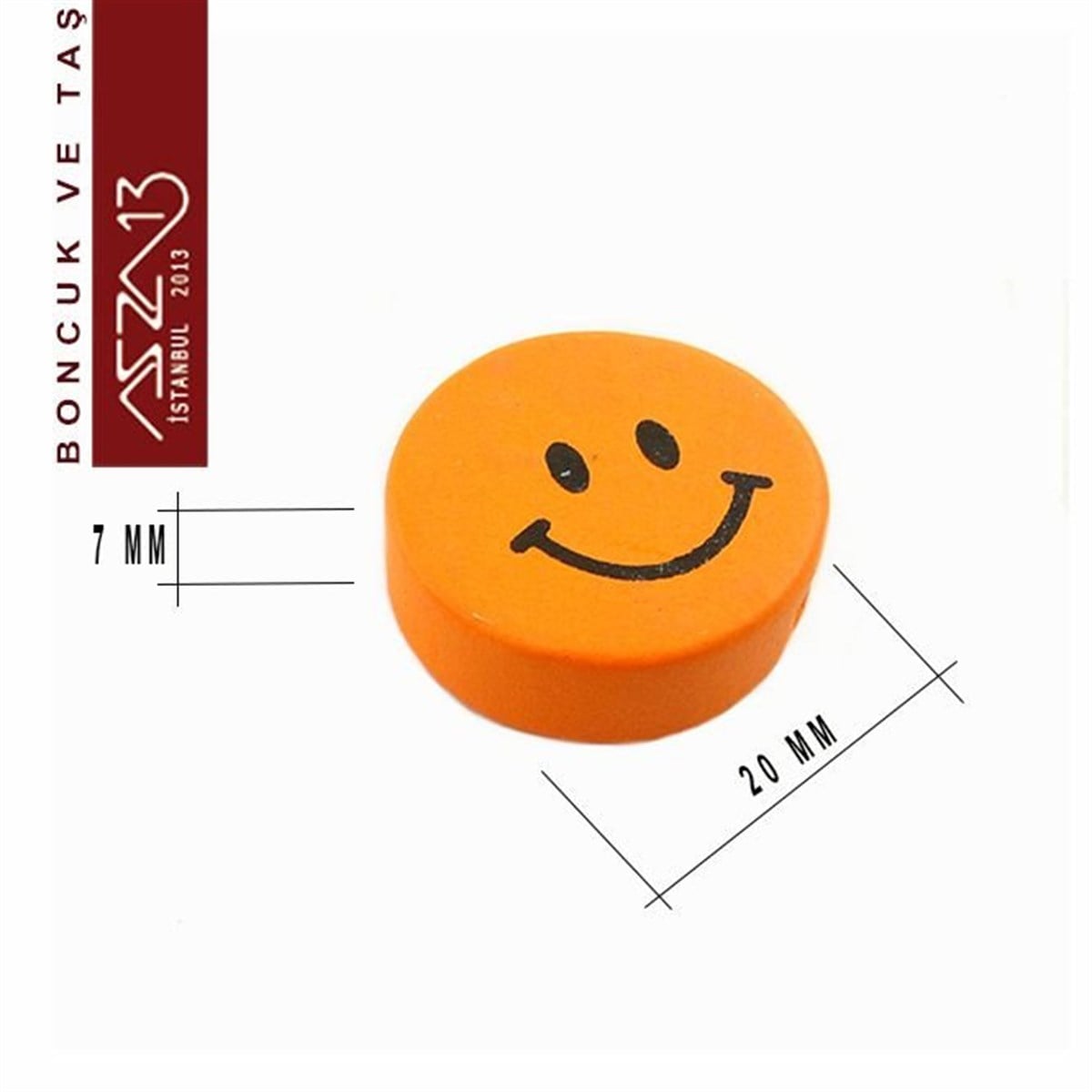 Dekoratif BoncukBONCUK ve TAŞMarkasızYuvarlak 20 mm, Gülen Yüz Desenli Ahşap Boncuk (6,0 Gr) / Paket İçeriği 4 Adet