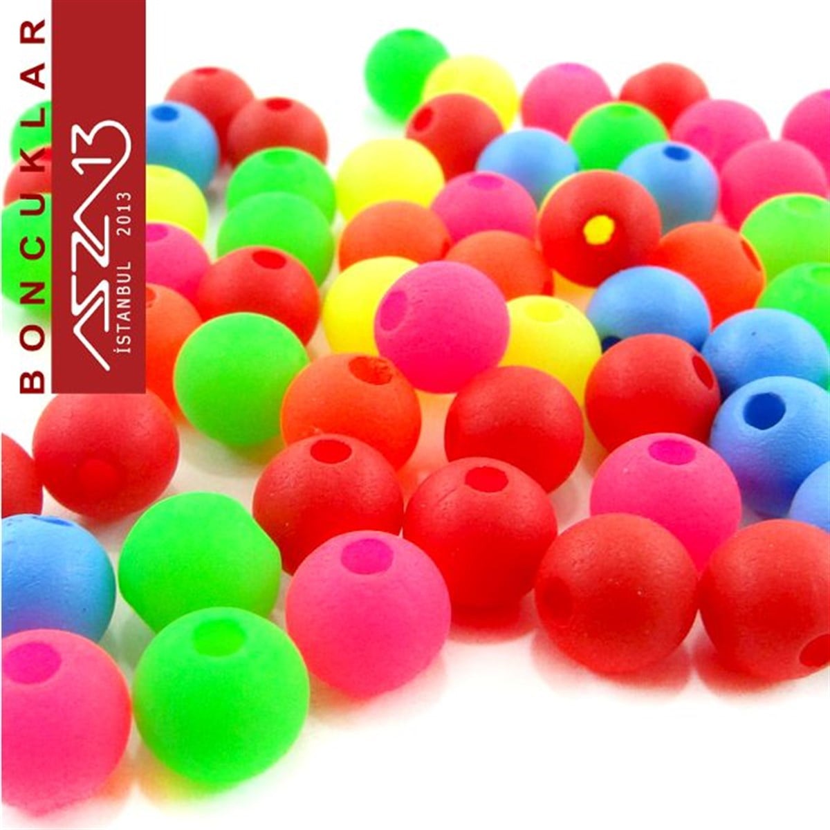 Dekoratif BoncukBONCUK ve TAŞMarkasızYuvarlak 6 mm, Neon Karışık Renkli Boncuk (20,0 Gr) / Paket İçeriği 205 Adet
