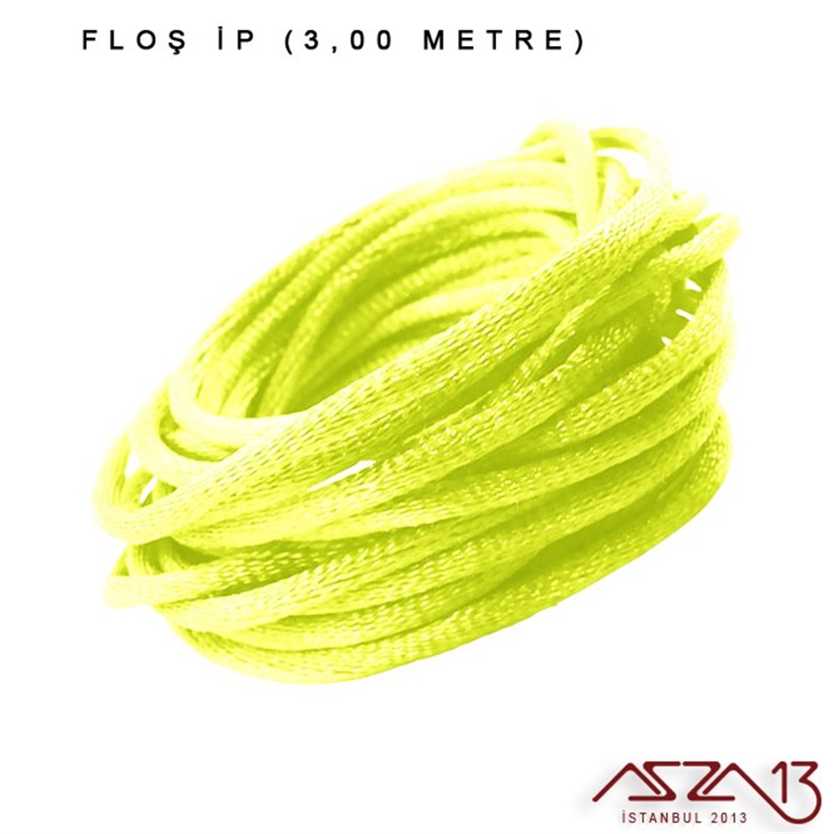 Floş İpler (Rattail Satin Cord)İp, Kordon, MisinaMarkasızNeon Sarı - 2,00 mm - Floş İp / 3 Metre