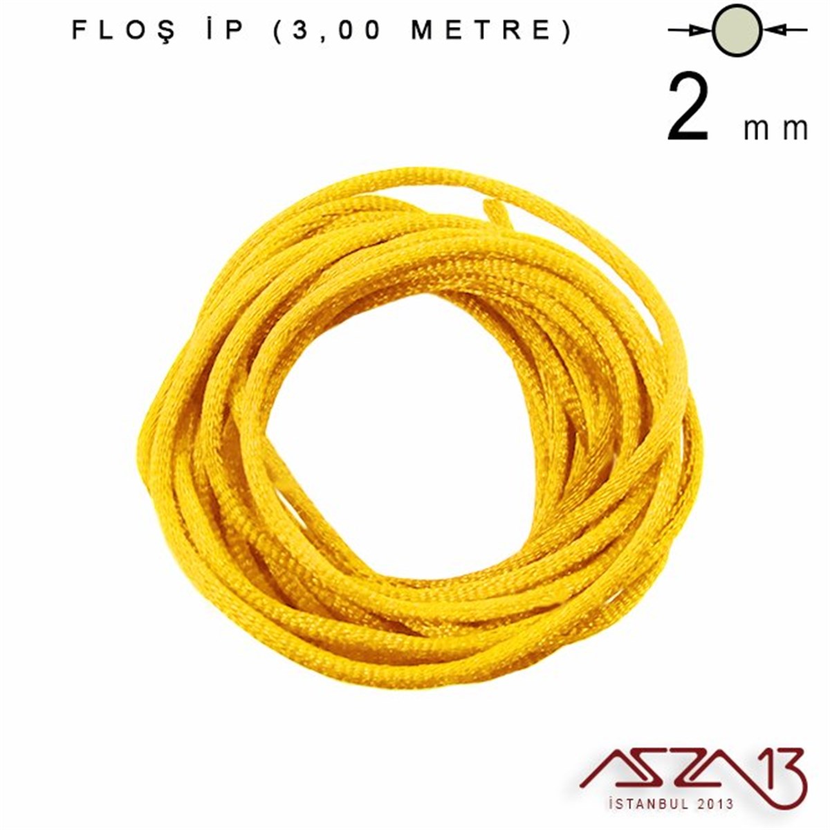 Floş İpler (Rattail Satin Cord)İp, Kordon, MisinaMarkasızBuğday Sarı - 2,00 mm - Floş İp / 3 Metre