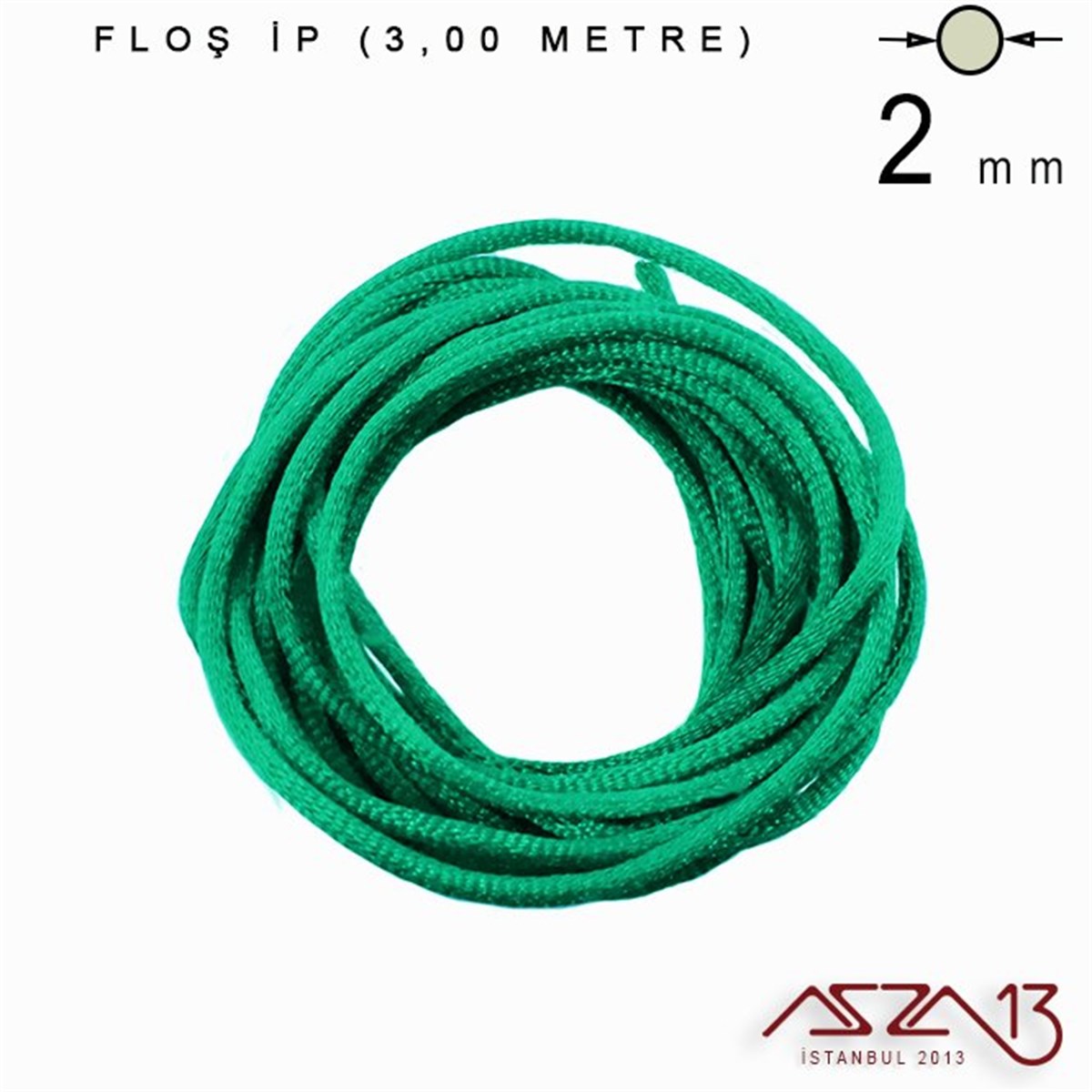 Floş İpler (Rattail Satin Cord)İp, Kordon, MisinaMarkasızÇağla Yeşil - 2,00 mm - Floş İp / 3 Metre