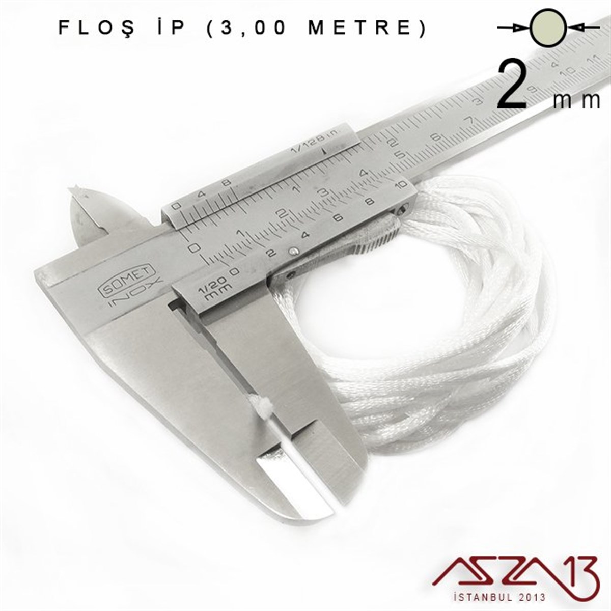 Floş İpler (Rattail Satin Cord)İp, Kordon, MisinaMarkasızBeyaz - 2,00 mm - Floş İp / 3 Metre