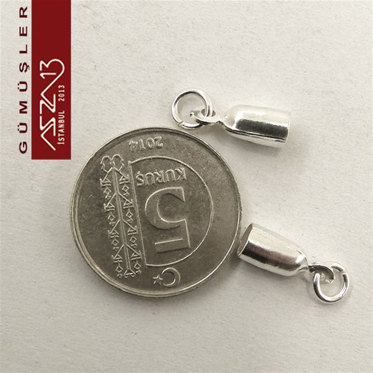 Gümüş Halka, Gümüş Top, Gümüş İğne, Gümüş KapamaGÜMÜŞazza13925 K Gümüş 12x4/3 mm Kapsül / Paket İçeriği 2 Adet
