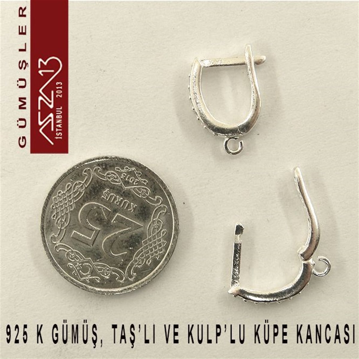 Gümüş Kilit, Gümüş Kanca, Gümüş KlipsGÜMÜŞazza13925 K Gümüş, 16x12 mm Zirkon Taşlı Halka Küpe Kancası / Paket İçeriği 1 Çift