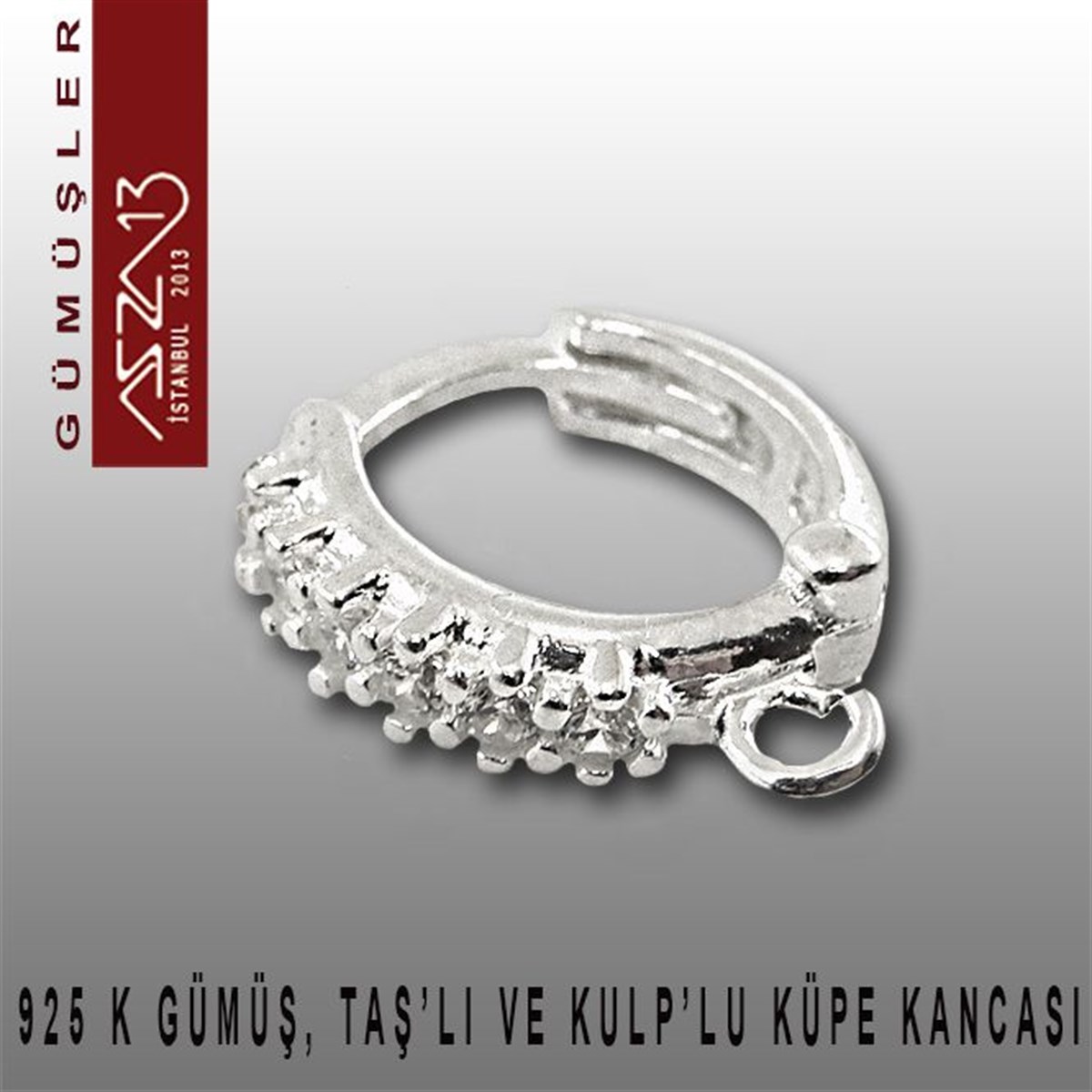 Gümüş Kilit, Gümüş Kanca, Gümüş KlipsGÜMÜŞazza13925 K Gümüş, 16x14 mm Zirkon Taşlı Halka Küpe Kancası / Paket İçeriği 1 Çift