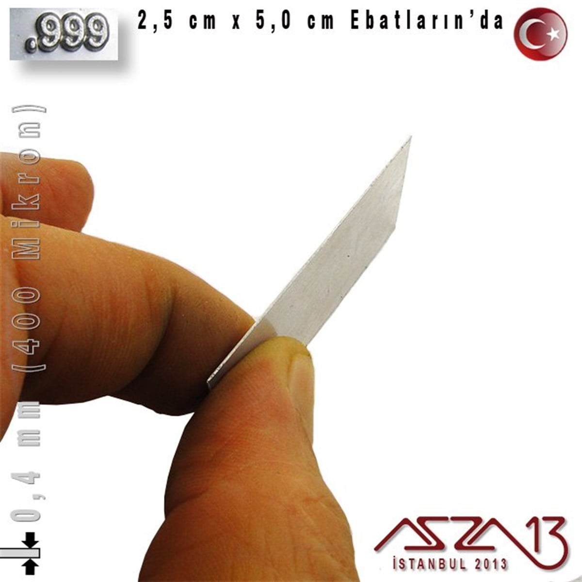 Gümüş Plaka (Astar)GÜMÜŞazza13999 Ayar - 0,4 mm (400 Mikron) Kalınlıkta Gümüş Plaka - 2,5 cm / 5,0 cm Ebatlarında
