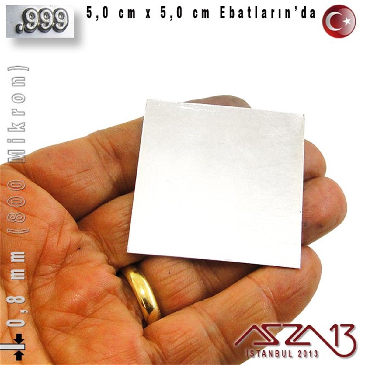 Gümüş Plaka (Astar)GÜMÜŞazza13999 Ayar - 0,8 mm (800 Mikron) Kalınlıkta Gümüş Plaka - 5,0 cm / 5,0 cm Ebatlarında