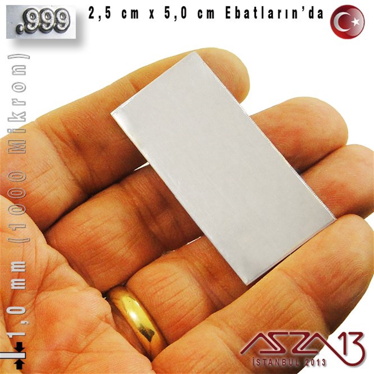 Gümüş Plaka (Astar)GÜMÜŞazza13999 Ayar - 1,0 mm (1000 Mikron) Kalınlıkta Gümüş Plaka - 2,5 cm / 5,0 cm Ebatlarında