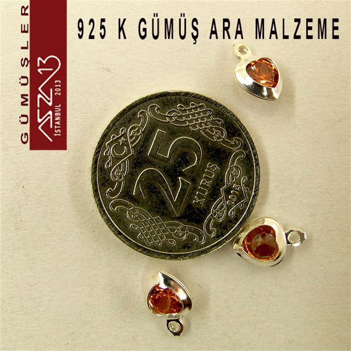 Gümüş Taşlı Döküm Ara MalzemelerGÜMÜŞMarkasız925 K Gümüş, Kalp, Magma Zirkon Taşlı, Tek Kulplu Ara Malzeme / Paket İçeriği 3 Adet