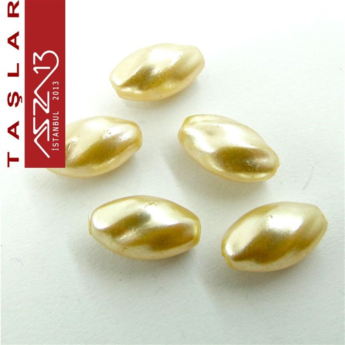 İNCİ BONCUKBONCUK ve TAŞPreciosa15 Adet 7x13 mm Somon Renk Oval Yüzeyi Burgulu Cam İnci Boncuk (11 gr)