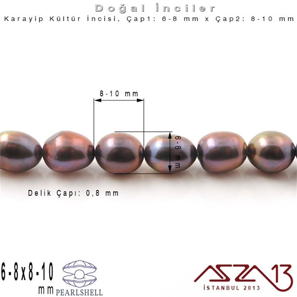 İnci BoncuklarBONCUK ve TAŞMarkasız6-8 mm x 8-10 mm - Amorf Oval - Düz Yüzey - Doğal Karayip İnci (PearlShell) / 45 Adet (1 Dizi)