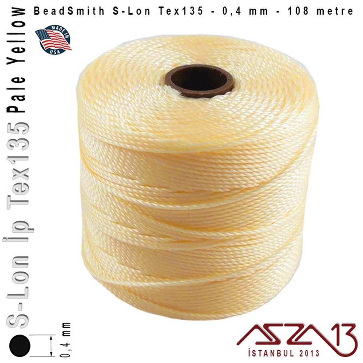 İpler, Kordonlar, Misinalarİp, Kordon, MisinaBeadSmithS-Lon Tex135 Fine - Pale Yellow - Soluk Sarı - 0,4 mm Kalınlıkta İp / 108 metre