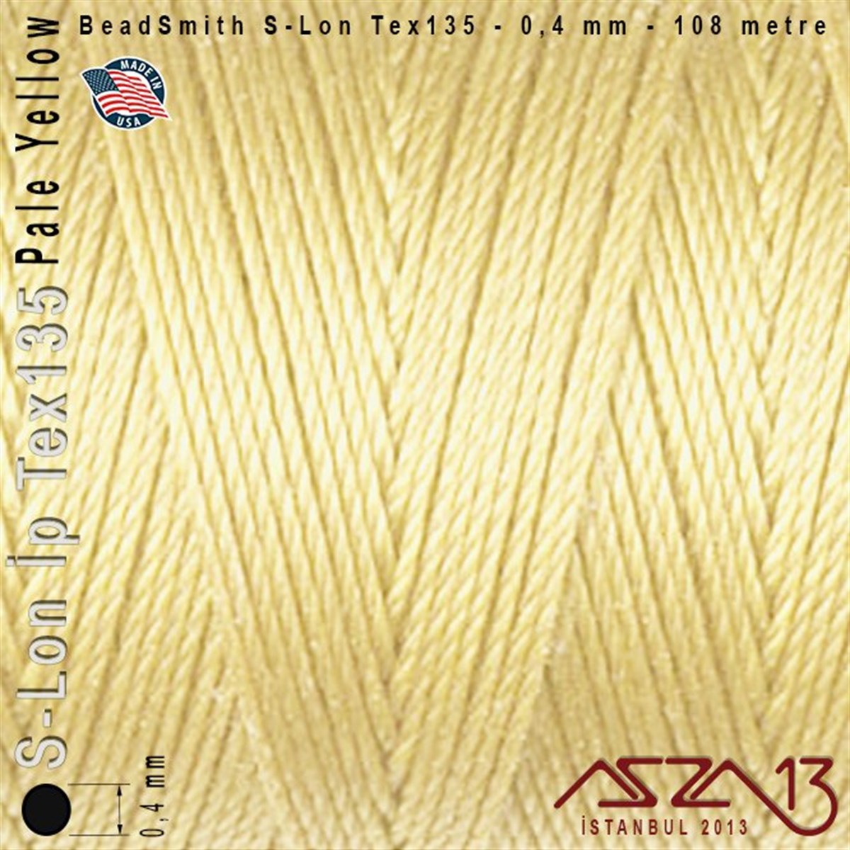 İpler, Kordonlar, Misinalarİp, Kordon, MisinaBeadSmithS-Lon Tex135 Fine - Pale Yellow - Soluk Sarı - 0,4 mm Kalınlıkta İp / 108 metre