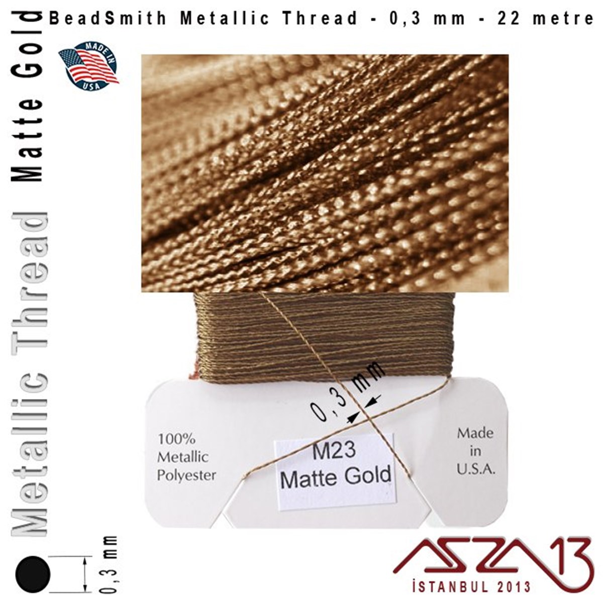 İpler, Kordonlar, MisinalarTAKI MALZEMEBeadSmithMetalik İp - Matte Gold - Mat Altın - 0,30 mm Kalınlıkta İp / 22 metre