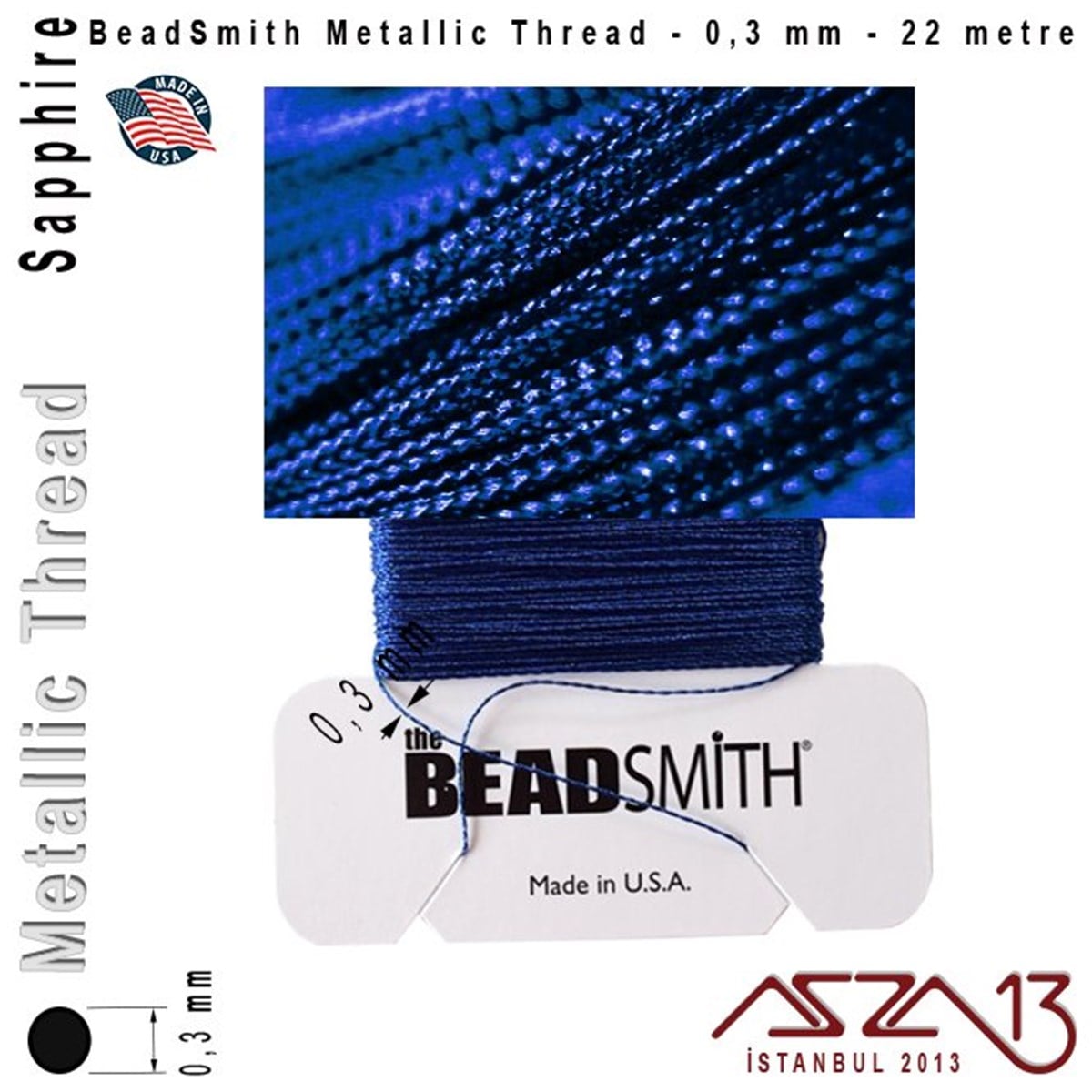 İpler, Kordonlar, MisinalarTAKI MALZEMEBeadSmithMetalik İp - Sapphire - Safir - 0,30 mm Kalınlıkta İp / 22 metre