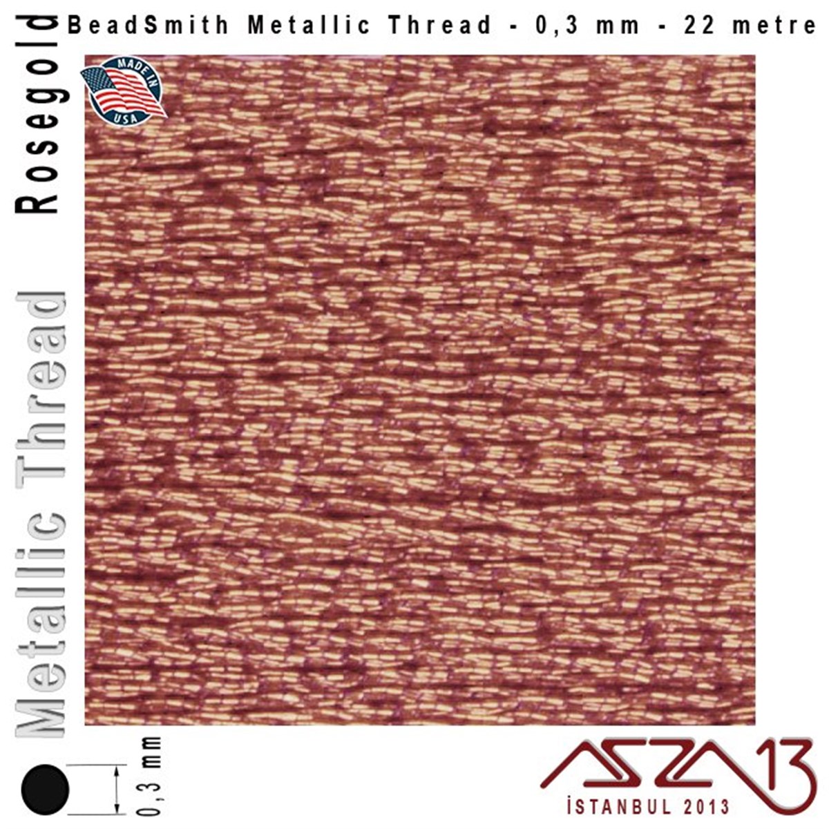 İpler, Kordonlar, MisinalarTAKI MALZEMEBeadSmithMetalik İp - Rose Gold - Pembe Altın - 0,30 mm Kalınlıkta İp / 22 metre