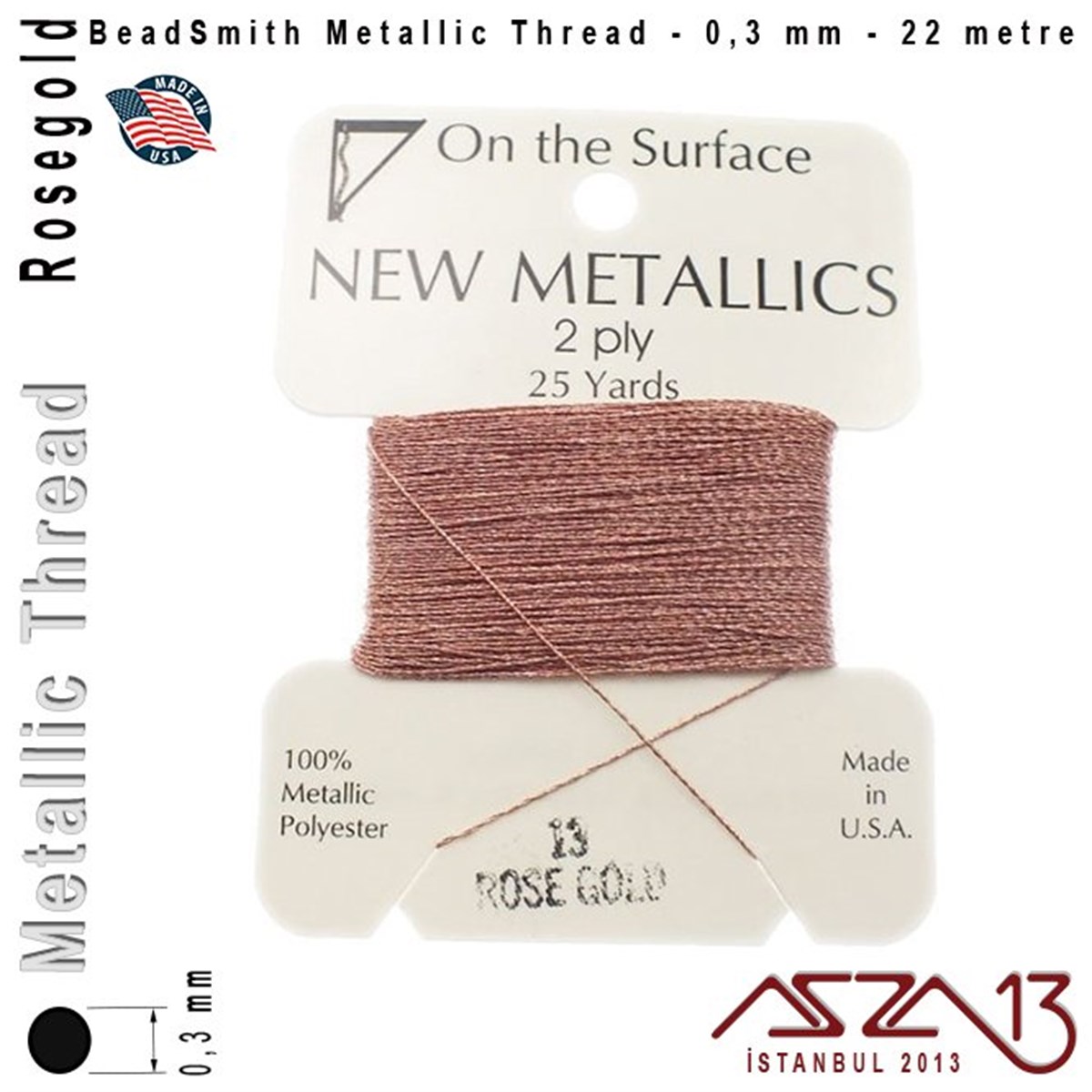 İpler, Kordonlar, MisinalarTAKI MALZEMEBeadSmithMetalik İp - Rose Gold - Pembe Altın - 0,30 mm Kalınlıkta İp / 22 metre