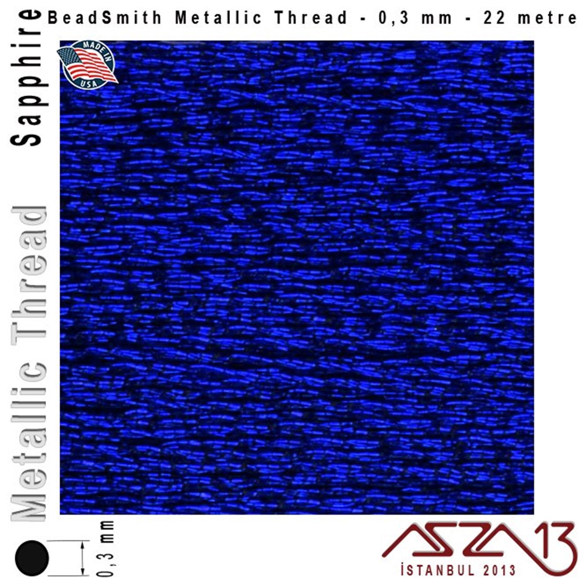 İpler, Kordonlar, MisinalarTAKI MALZEMEBeadSmithMetalik İp - Sapphire - Safir - 0,30 mm Kalınlıkta İp / 22 metre