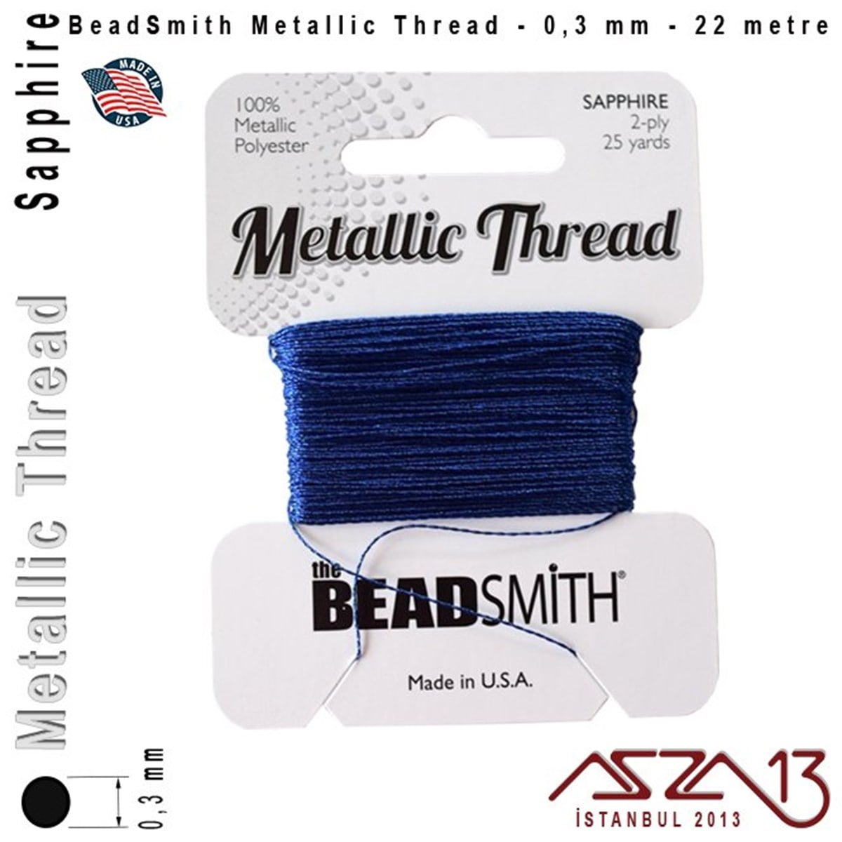 İpler, Kordonlar, MisinalarTAKI MALZEMEBeadSmithMetalik İp - Sapphire - Safir - 0,30 mm Kalınlıkta İp / 22 metre