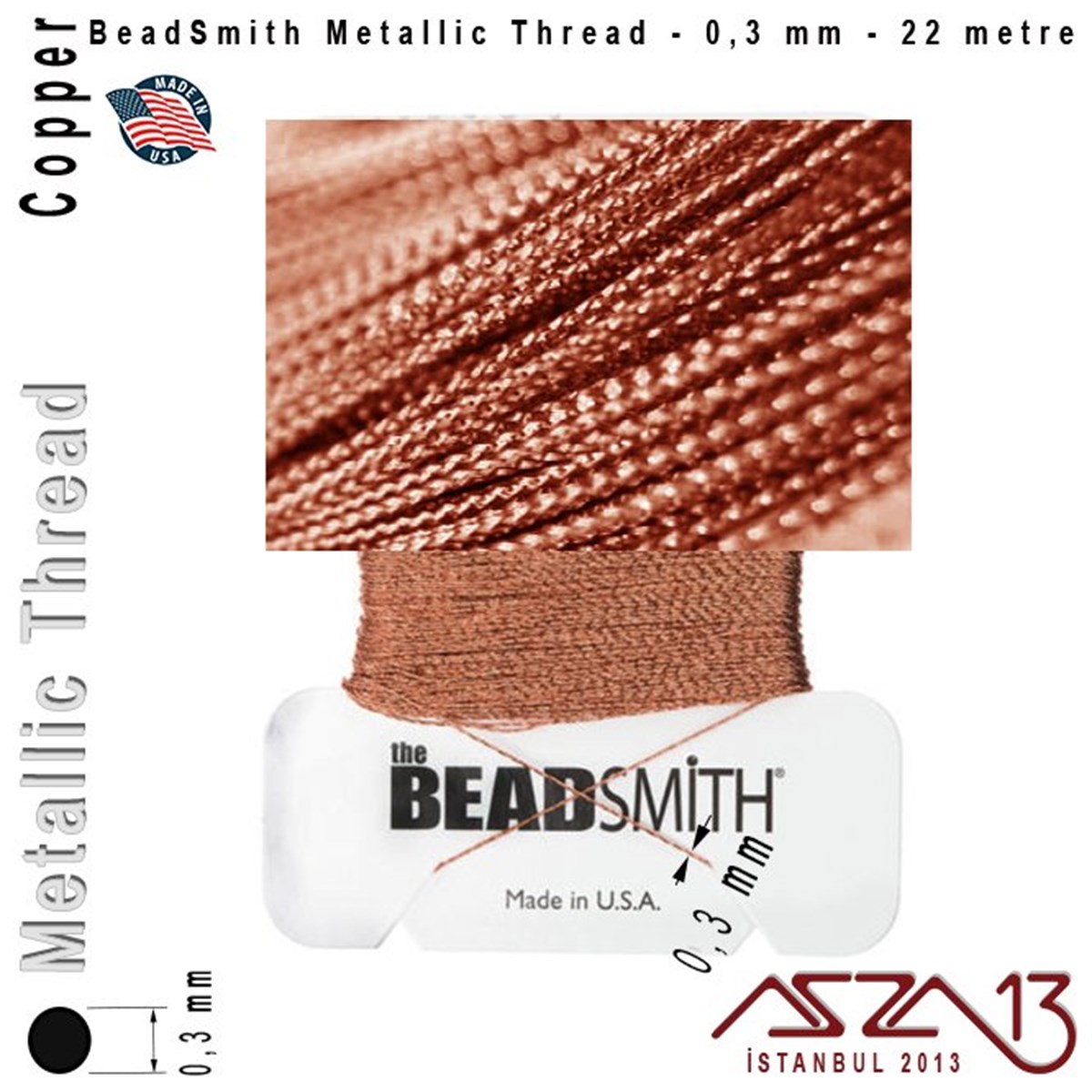 İpler, Kordonlar, MisinalarTAKI MALZEMEBeadSmithMetalik İp - Copper - Bakır - 0,30 mm Kalınlıkta İp / 22 metre