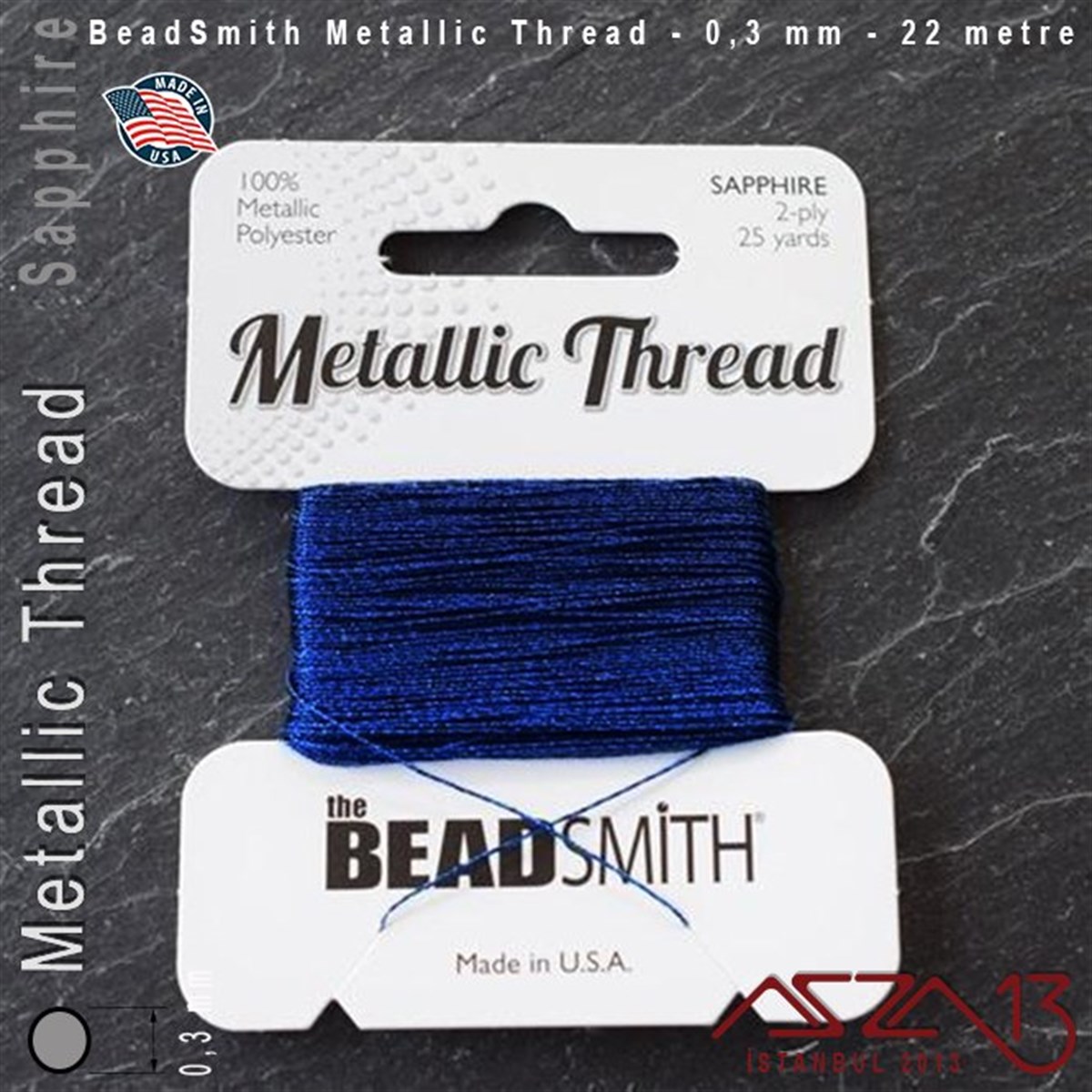 İpler, Kordonlar, MisinalarTAKI MALZEMEBeadSmithMetalik İp - Sapphire - Safir - 0,30 mm Kalınlıkta İp / 22 metre