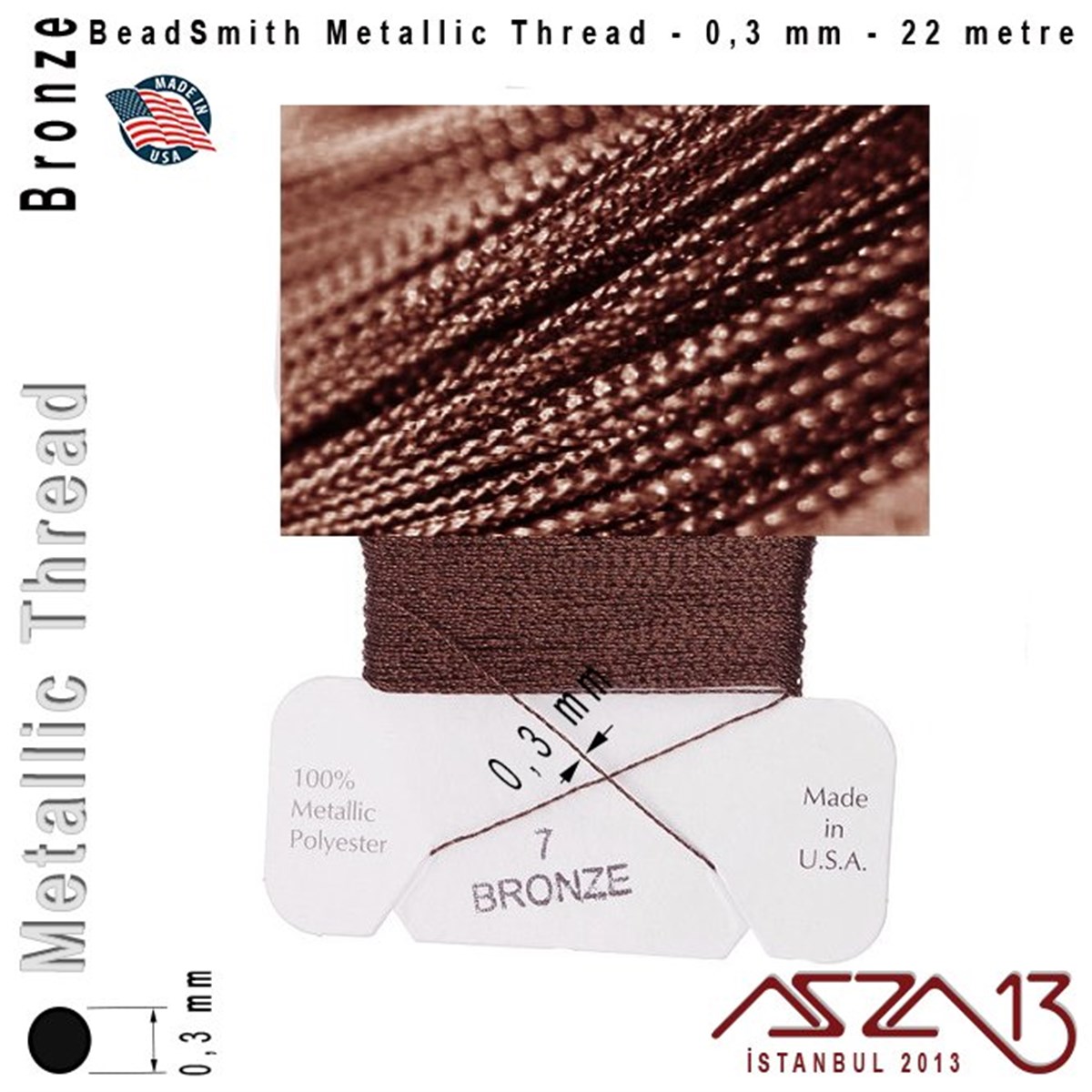 İpler, Kordonlar, MisinalarTAKI MALZEMEBeadSmithMetalik İp - Bronze - Bronz - 0,30 mm Kalınlıkta İp / 22 metre