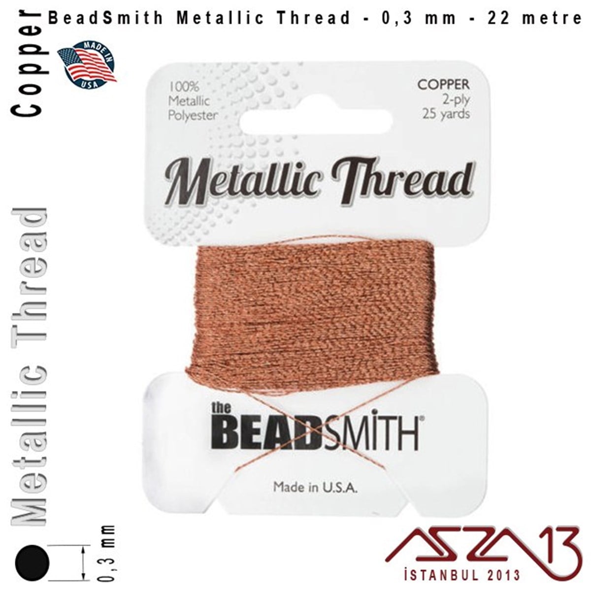 İpler, Kordonlar, MisinalarTAKI MALZEMEBeadSmithMetalik İp - Copper - Bakır - 0,30 mm Kalınlıkta İp / 22 metre