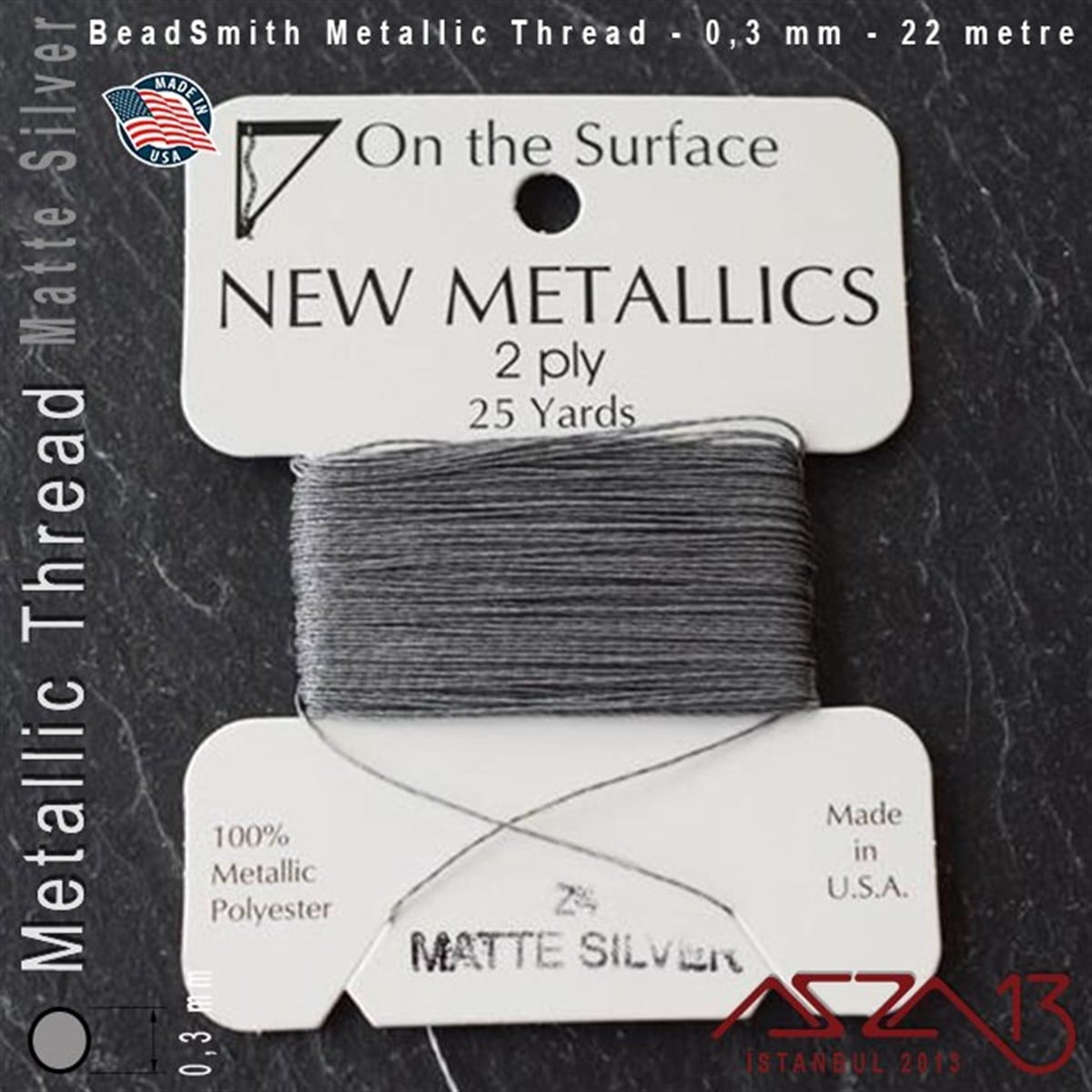 İpler, Kordonlar, MisinalarTAKI MALZEMEBeadSmithMetalik İp - Matte Silver - Mat Gümüş - 0,30 mm Kalınlıkta İp / 22 metre