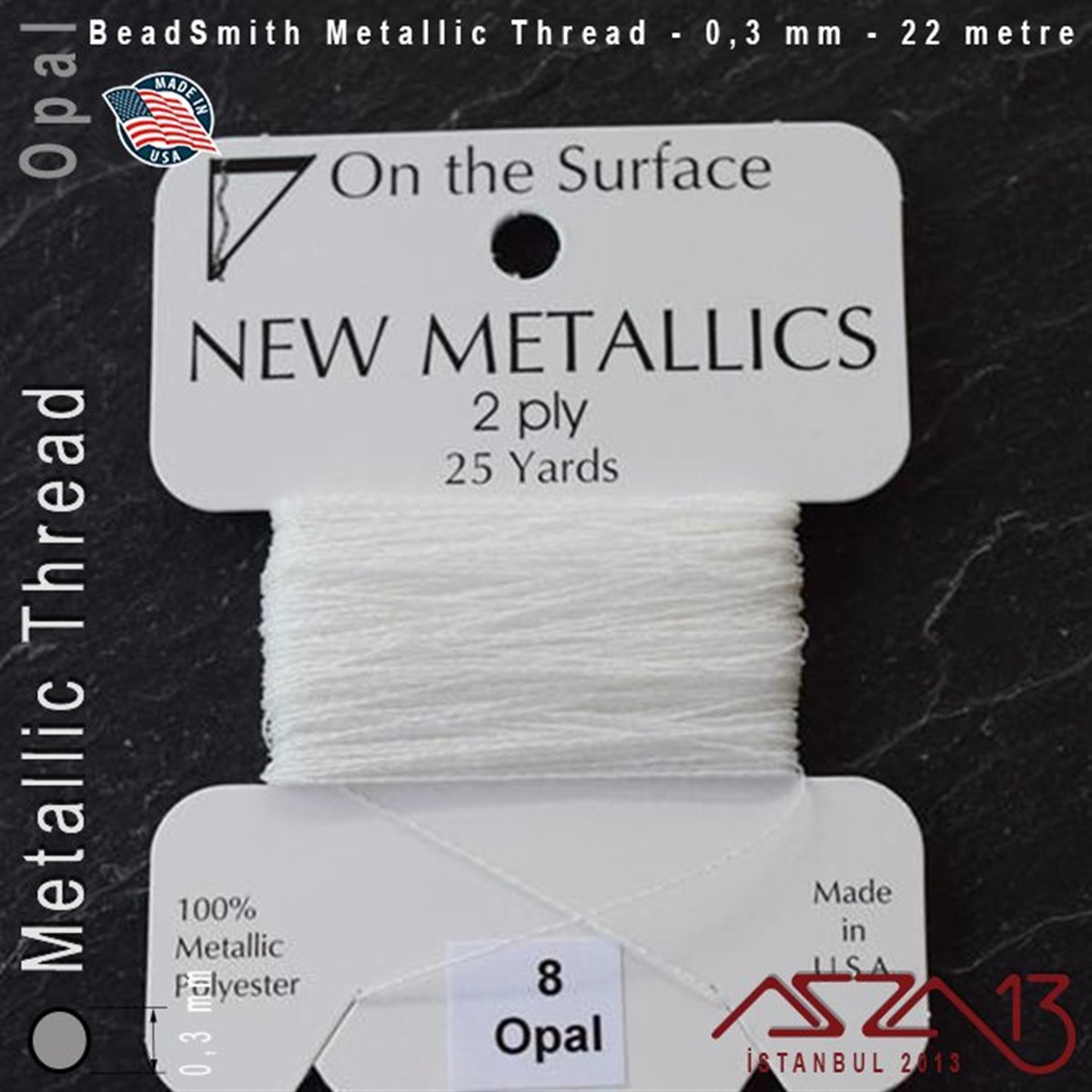 İpler, Kordonlar, MisinalarTAKI MALZEMEBeadSmithMetalik İp - Opal - Beyaz Opal - 0,30 mm Kalınlıkta İp / 22 metre