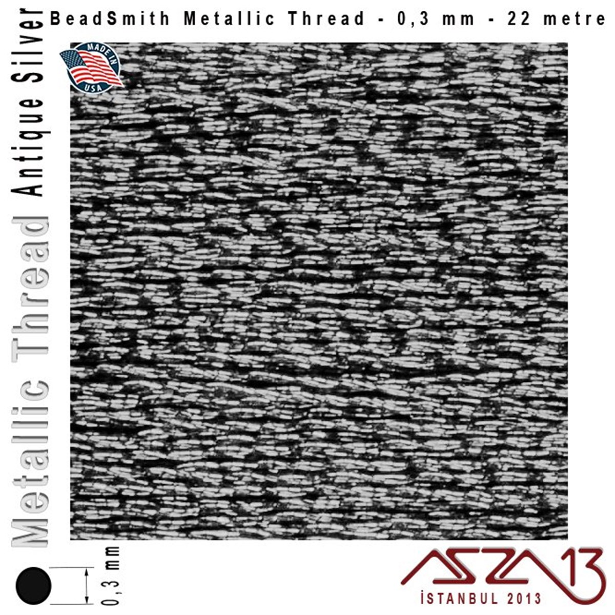 İpler, Kordonlar, MisinalarTAKI MALZEMEBeadSmithMetalik İp - Antique Silver - Antik Gümüş - 0,30 mm Kalınlıkta İp / 22 metre