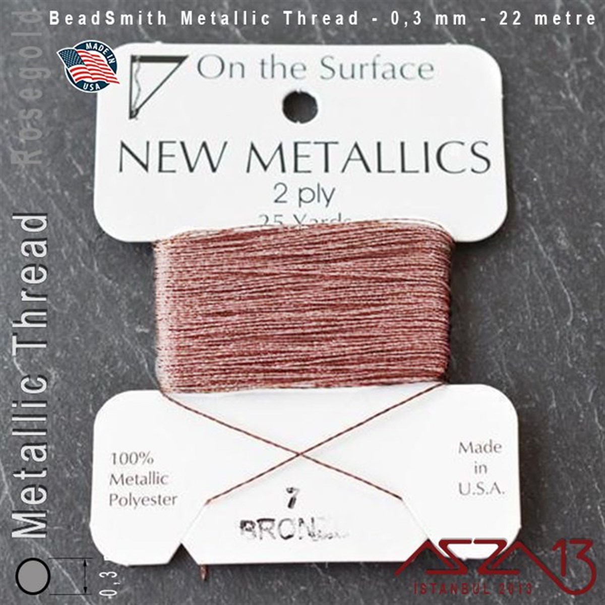 İpler, Kordonlar, MisinalarTAKI MALZEMEBeadSmithMetalik İp - Rose Gold - Pembe Altın - 0,30 mm Kalınlıkta İp / 22 metre