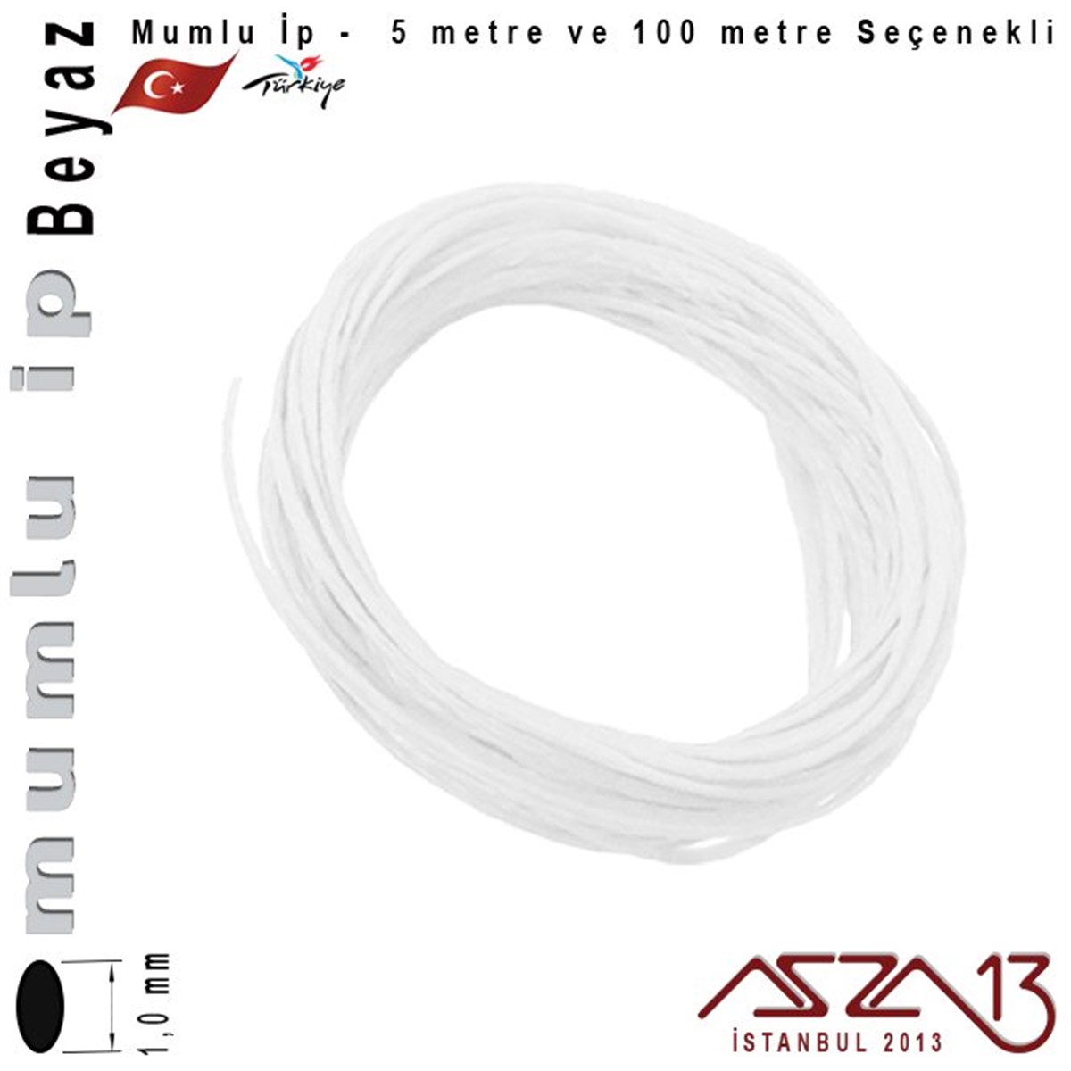 İpler, Kordonlar, MisinalarTAKI MALZEMEKord İplikMG White, Megafil Extra Mumlu İp - 1,0 mm Kalınlıkta / 5 veya 100 metre
