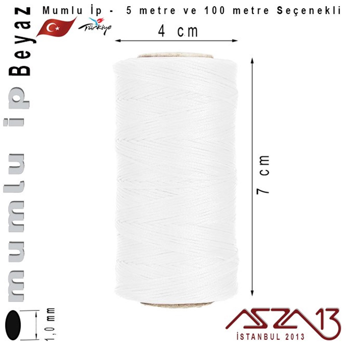 İpler, Kordonlar, MisinalarTAKI MALZEMEKord İplikMG White, Megafil Extra Mumlu İp - 1,0 mm Kalınlıkta / 5 veya 100 metre