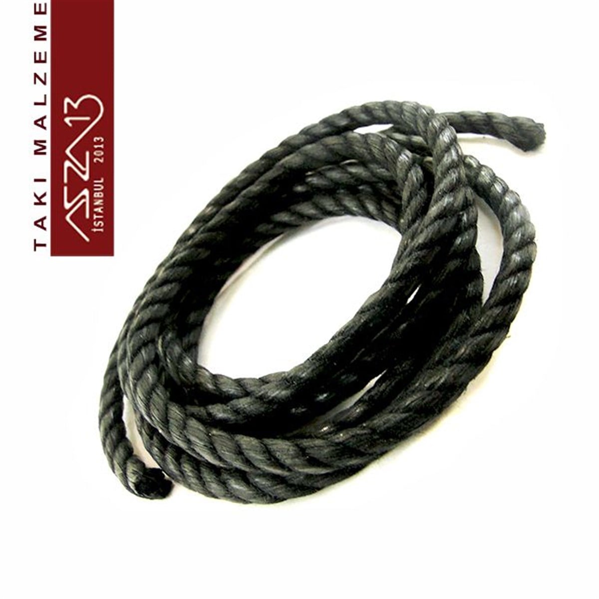 İpler, Kordonlar, MisinalarTAKI MALZEMEKord İplikDoğal Pamuk, 3,50 mm Parlatılmış Siyah Helix Kordon / Paket İçeriği 1 m