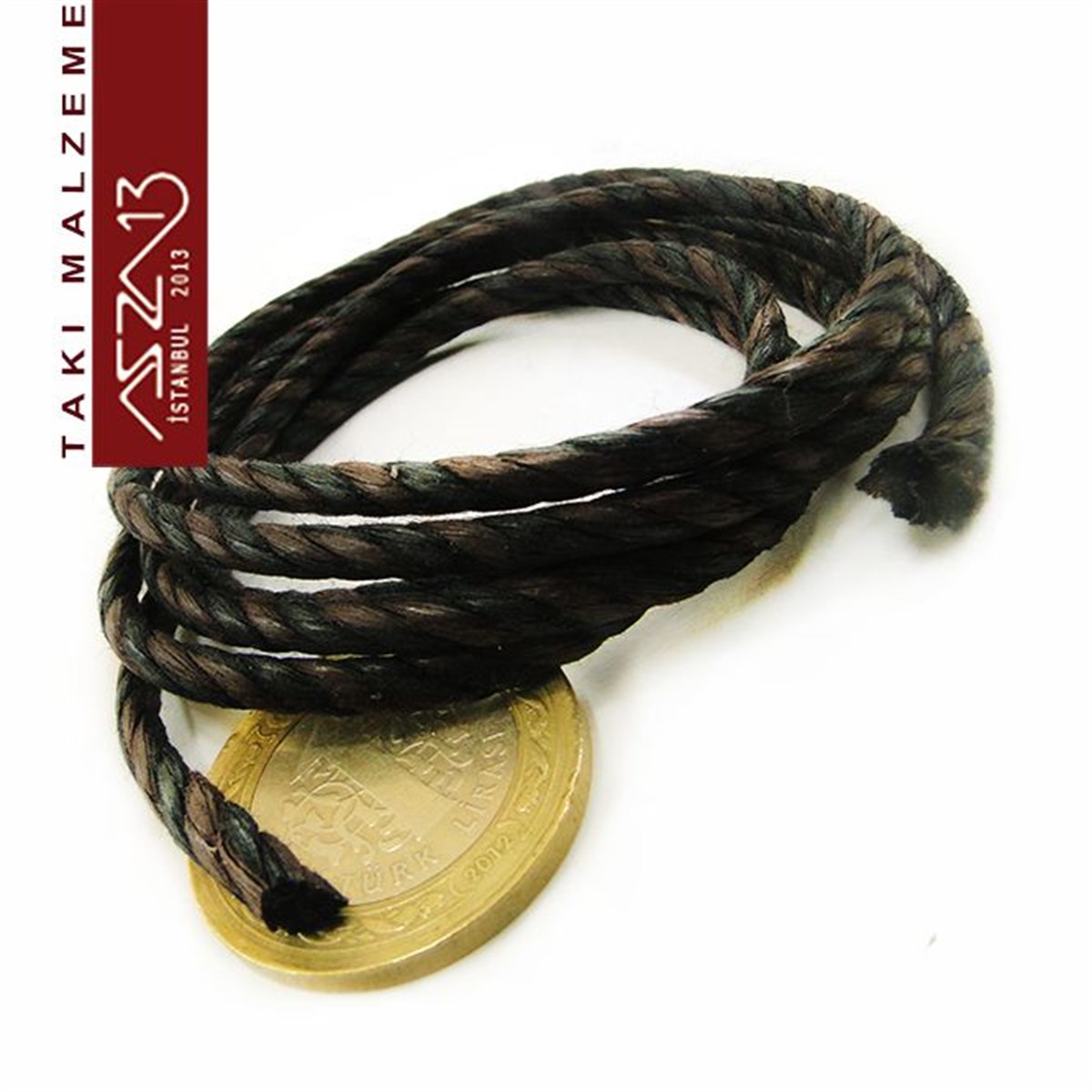 İpler, Kordonlar, MisinalarTAKI MALZEMEKord İplikDoğal Pamuk, 2,50 mm Siyah Kahve Renk Helix Kordon / Paket İçeriği 1 m