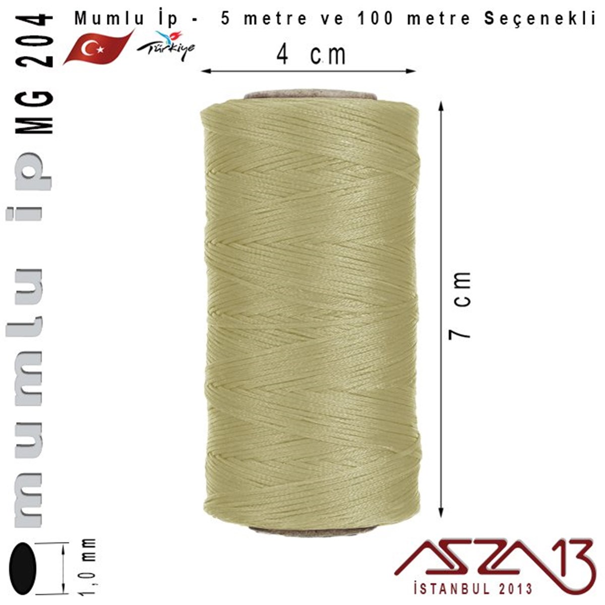 İpler, Kordonlar, MisinalarTAKI MALZEMEKord İplikMG 204, Megafil Extra Mumlu İp - 1,0 mm Kalınlıkta / 5 veya 100 metre